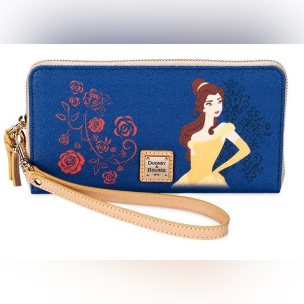 Disney Parks Dooney & Bourke Beauty & The Beast Belle Roses Wallet Wristlet